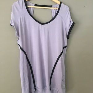 Lululemon purple black striped top size 12 tee